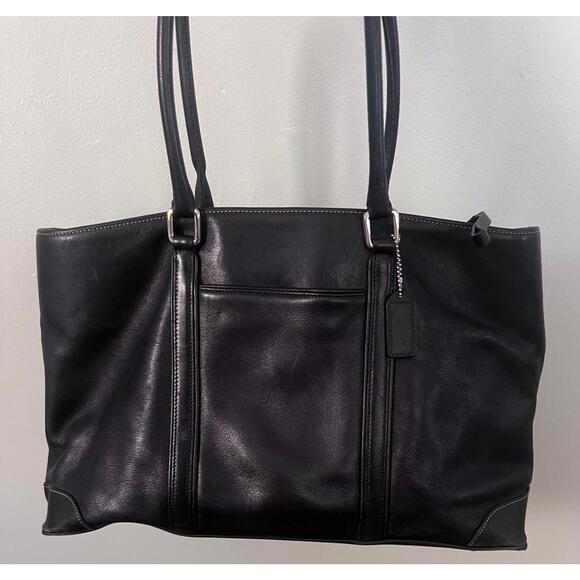 Coach Hamptons 7515 Black Leather Business Tote Handbag XL - Excellent Condition - Picture 1 of 7